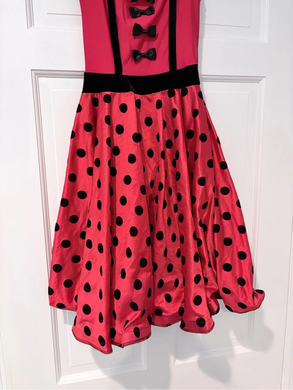 Red Polka Dot Dance Costume Dress w/ Hat Gloves Bow Adult Small Complete Set
